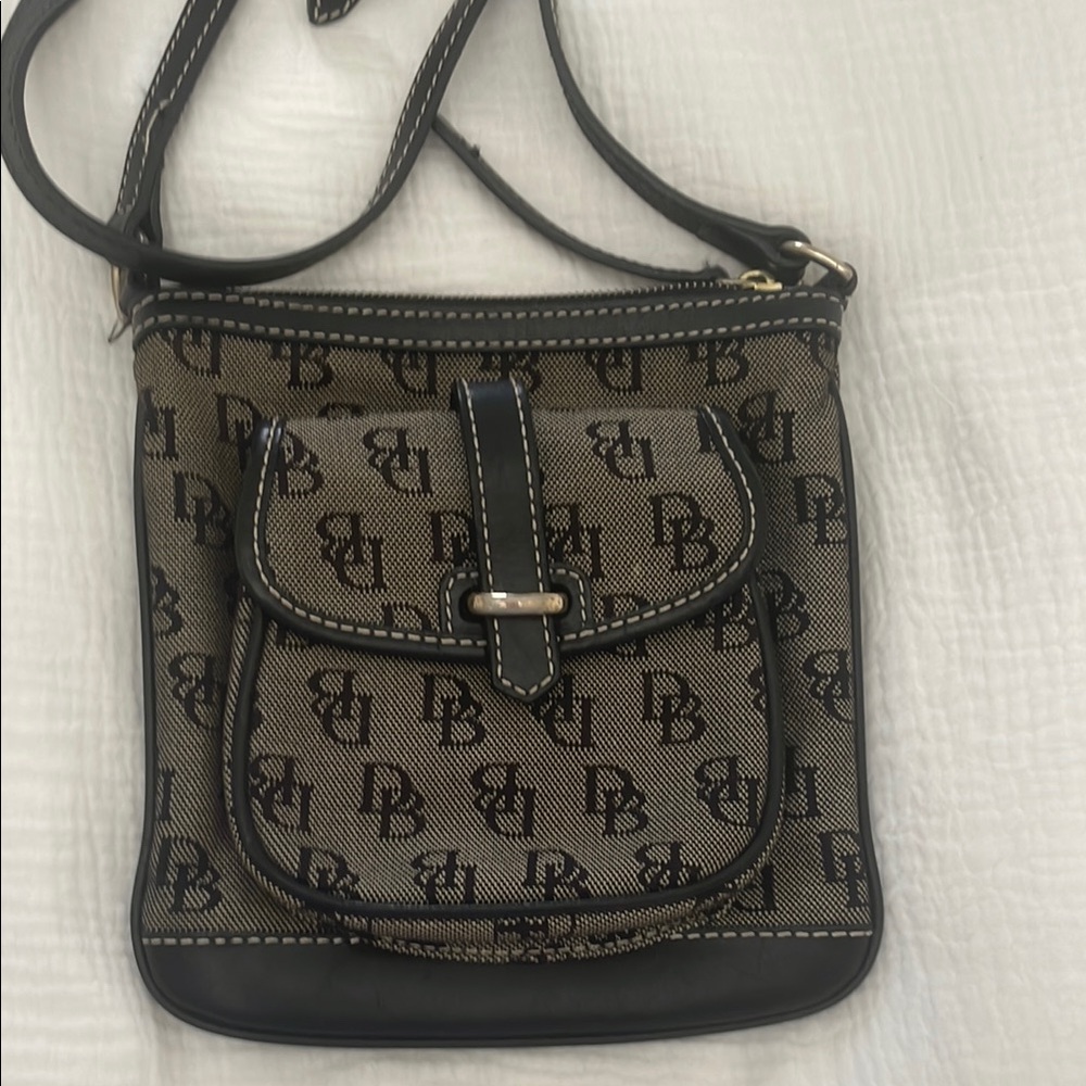 Vintage Dooney & Bourke Crossbody Bag Black and Tan Monogram